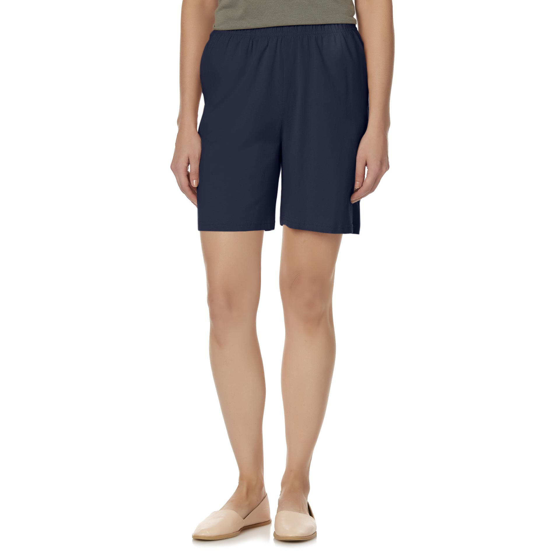 Basic Editions Women's Knit Shorts, Size: Large, Maritime Blue Basic Editions Women's Knit Shorts, Size: Large, Maritime Blue
