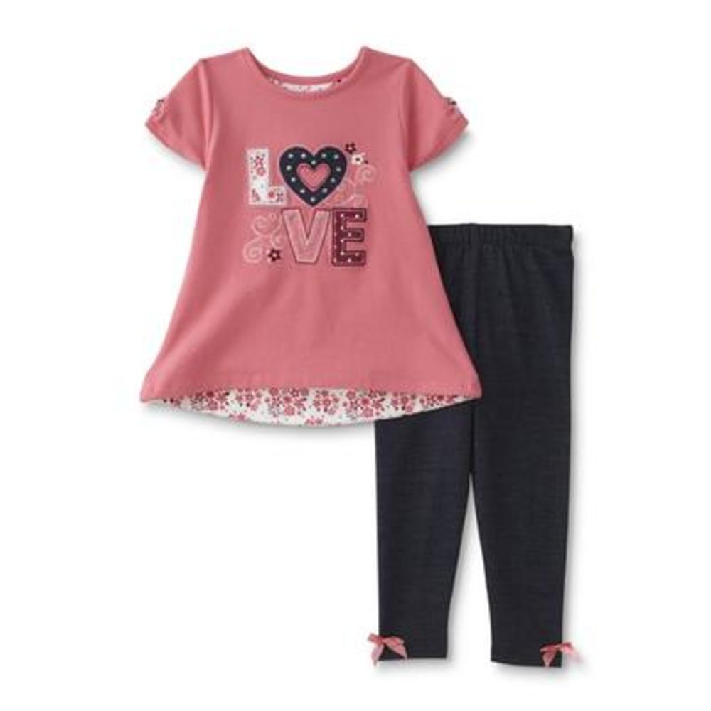 Young Hearts Infant & Toddler Girl's Short-Sleeve Top & Leggings - Love