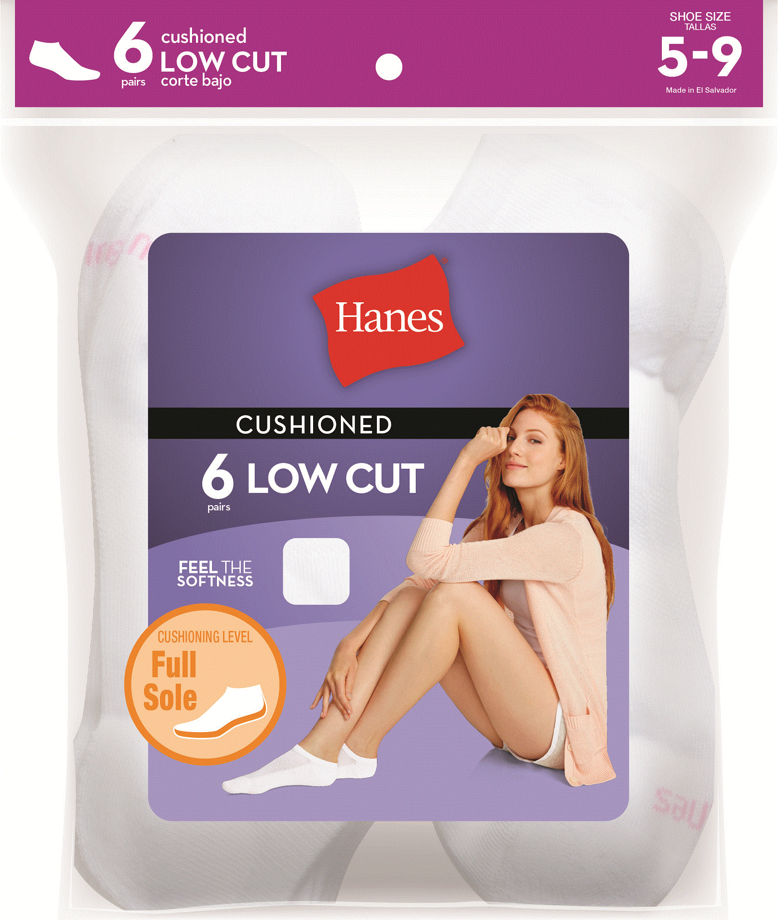 Hanes Women's 6 Pack Low Cut Cushion Socks Size 9&#45;11