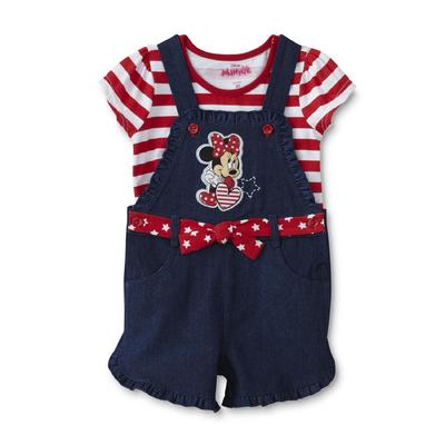 Disney Minnie Mouse Infant & Toddler Girl's Short Overalls & T-Shirt