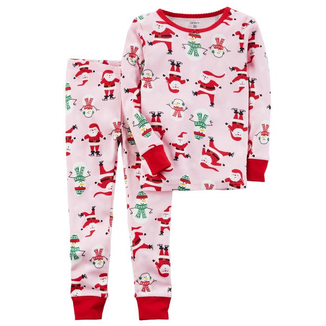 Carter's Infant Girls’ 2-Piece Pajama Set - Santa & Snowmen