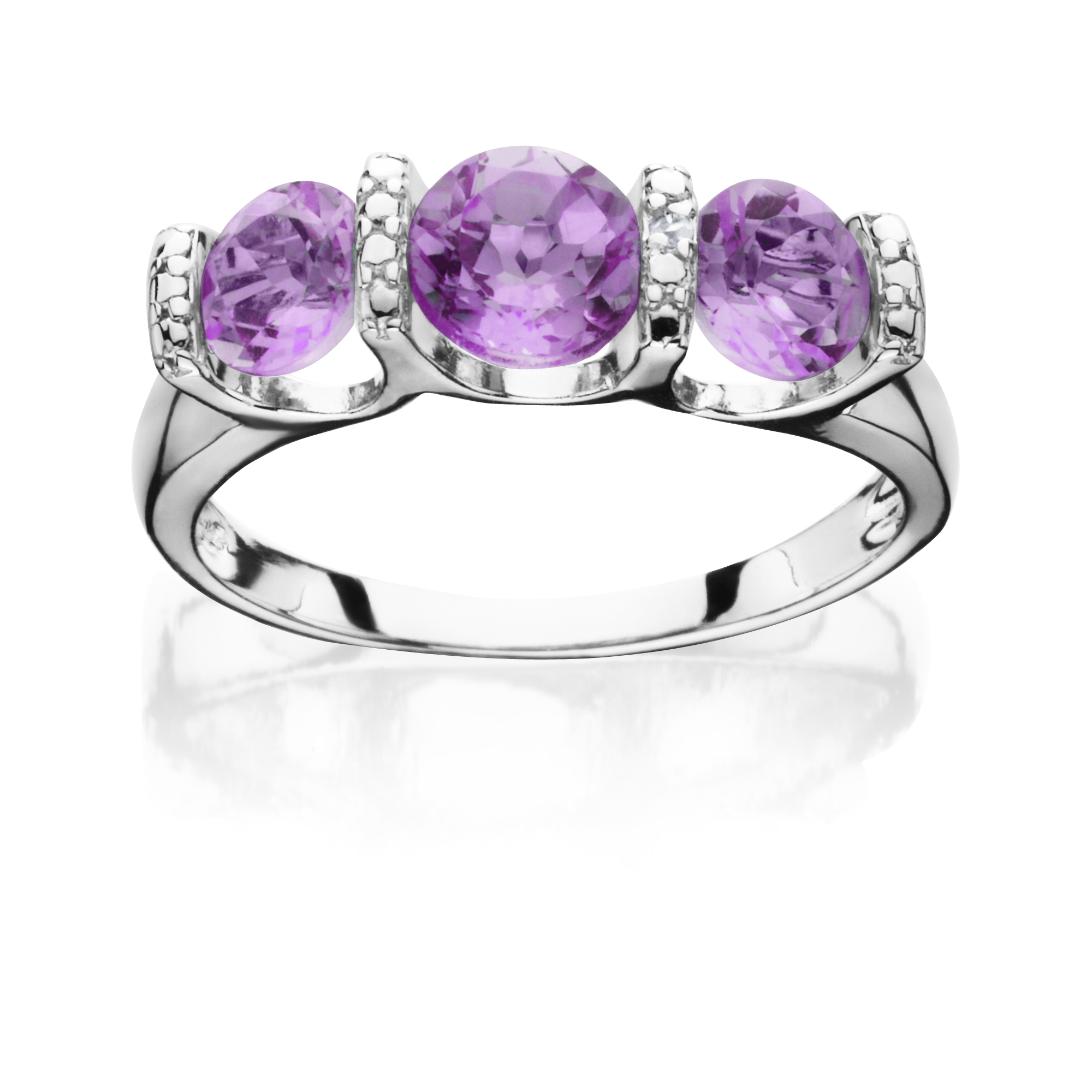 Sterling Silver Amethyst And Diamond Accent Ring