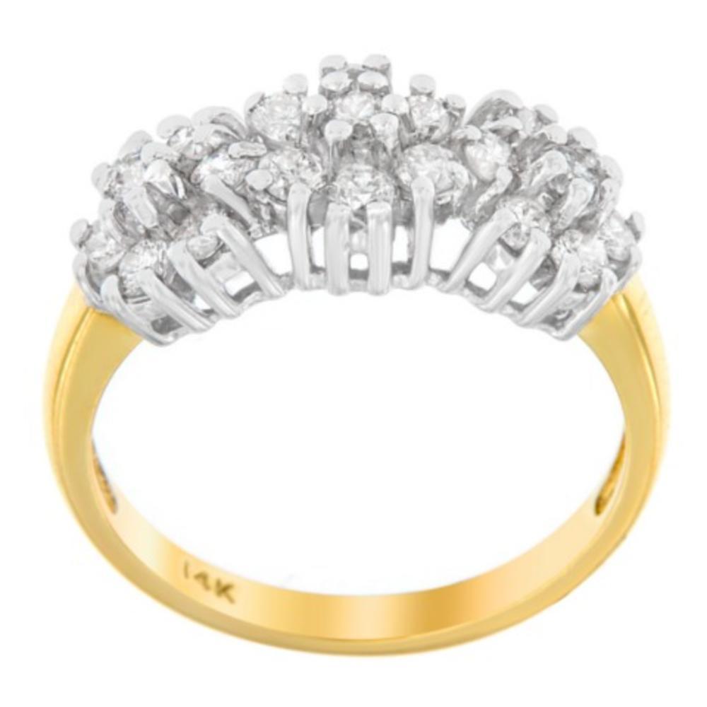 14K Two-Tone Gold 1ct. TDW 3-stone Cluster Diamond Ring (I-J,I1-I2)