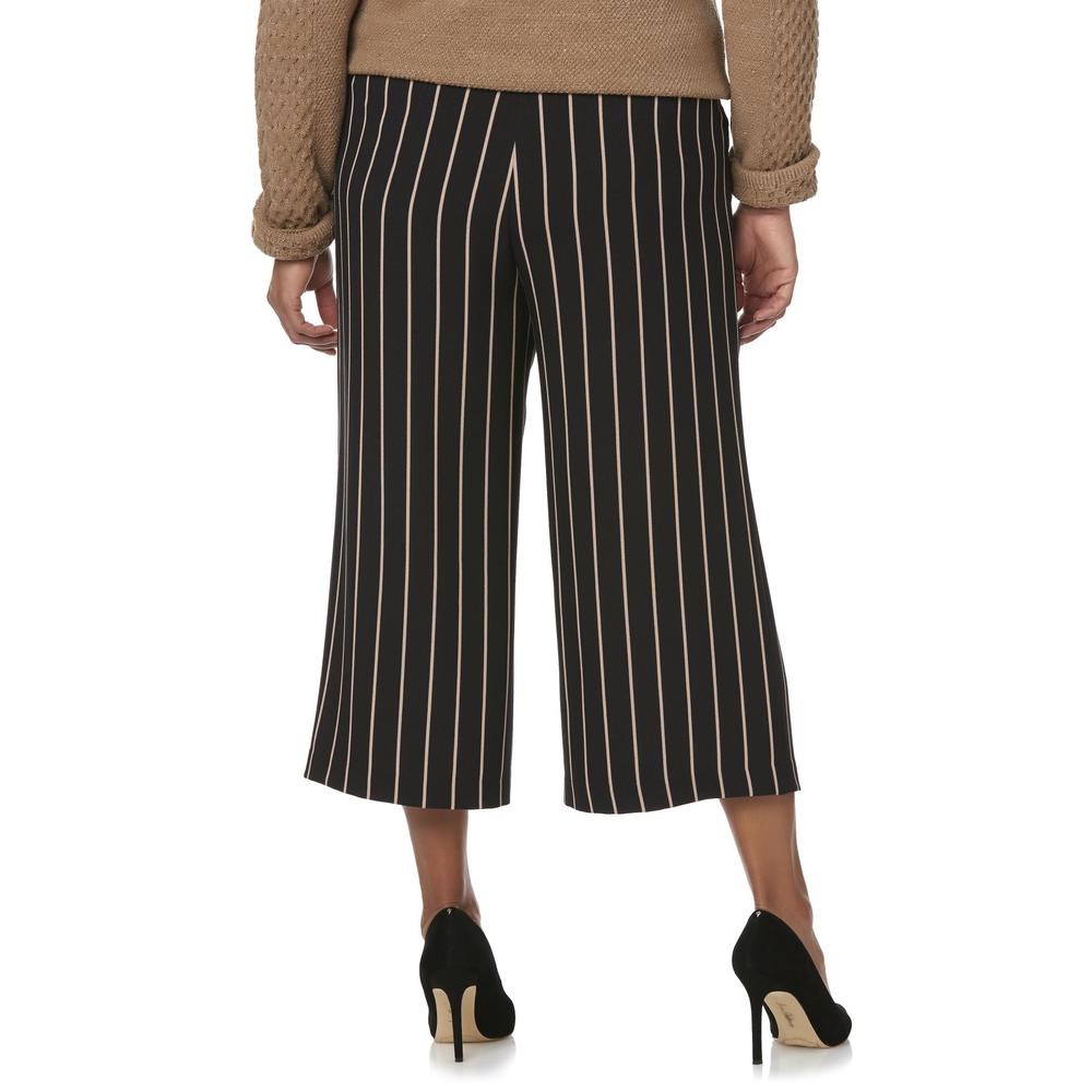 Simply Emma Women's Plus Gaucho Pants - Striped
