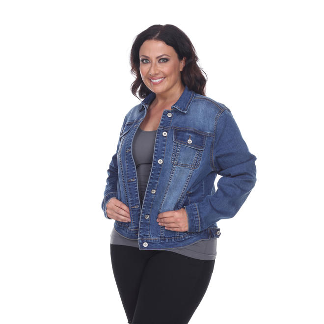 white mark denim jacket
