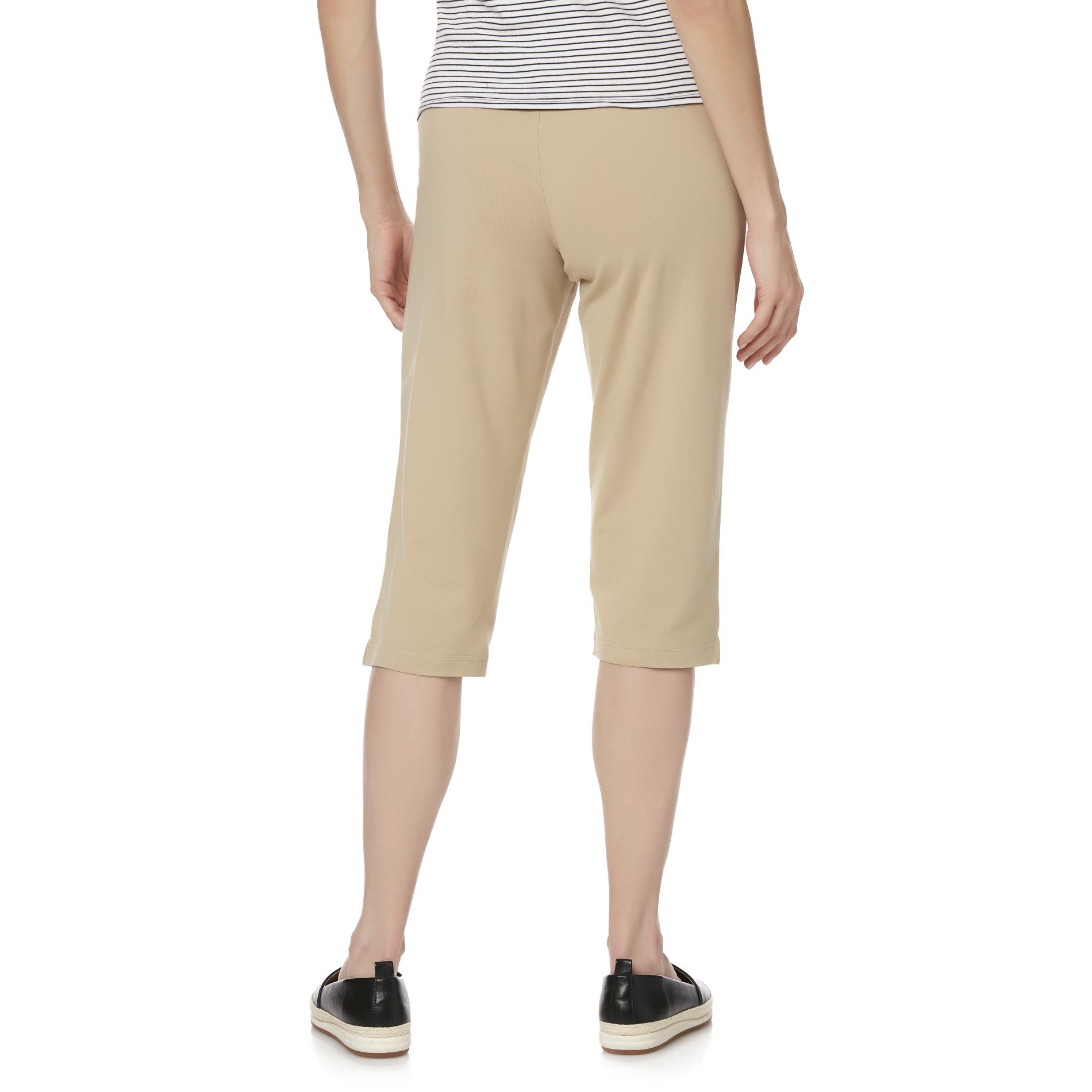 Women's Cotton Blend Capri Leggings - Solid Color, Stretchy, Sizes S To 3XL (NWT)