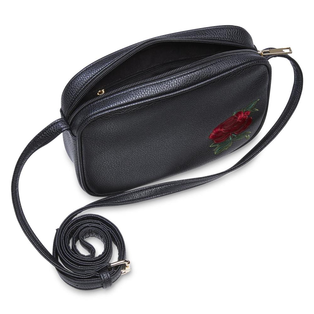 Women's Embroidered Crossbody Handbag - Rose