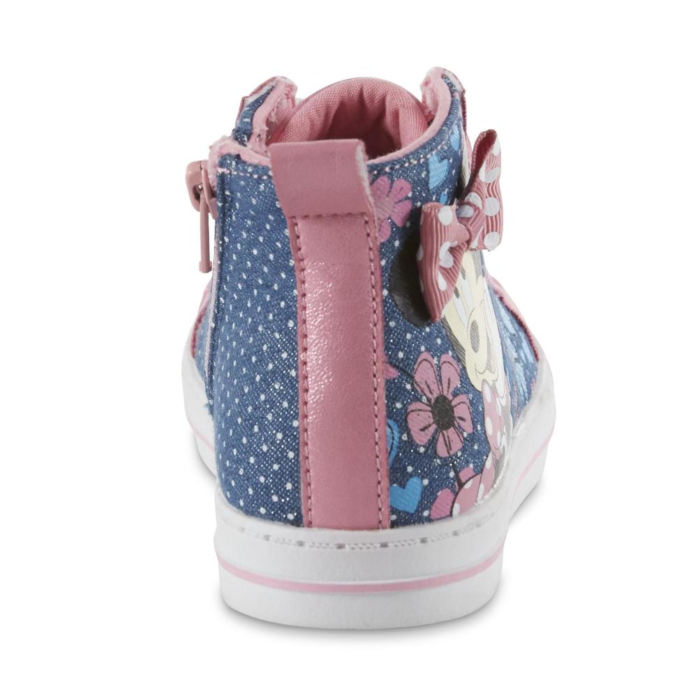 Disney Toddler Girls' Minnie Mouse High-Top Sneaker - Blue/Pink