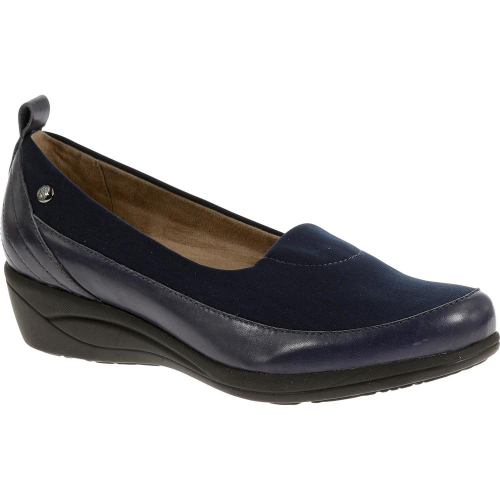 Hush Puppies Women's Valoia Oleena Leather Comfort Casual Shoe - Navy Wide Width Available