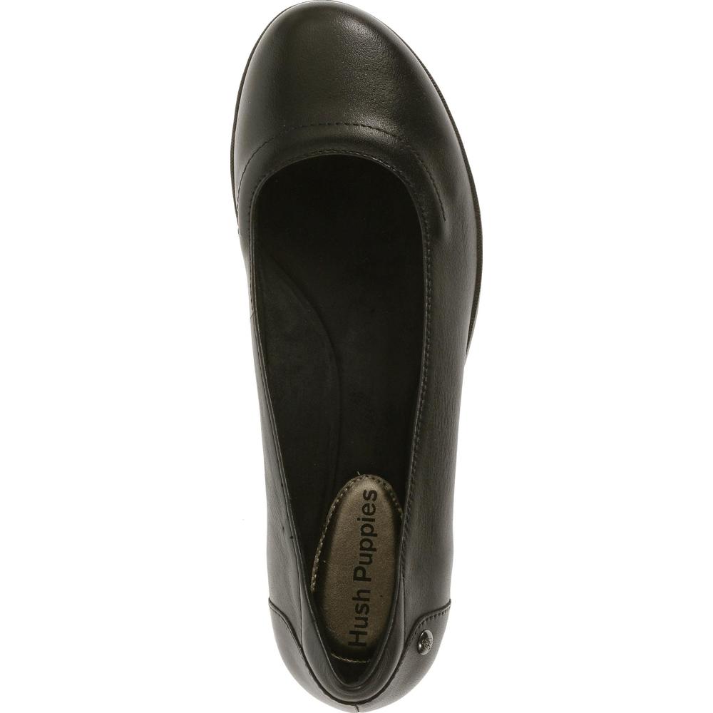 Hush Puppies Women's Veda Oleena Black Leather Wedge Pump - Wide Width Available