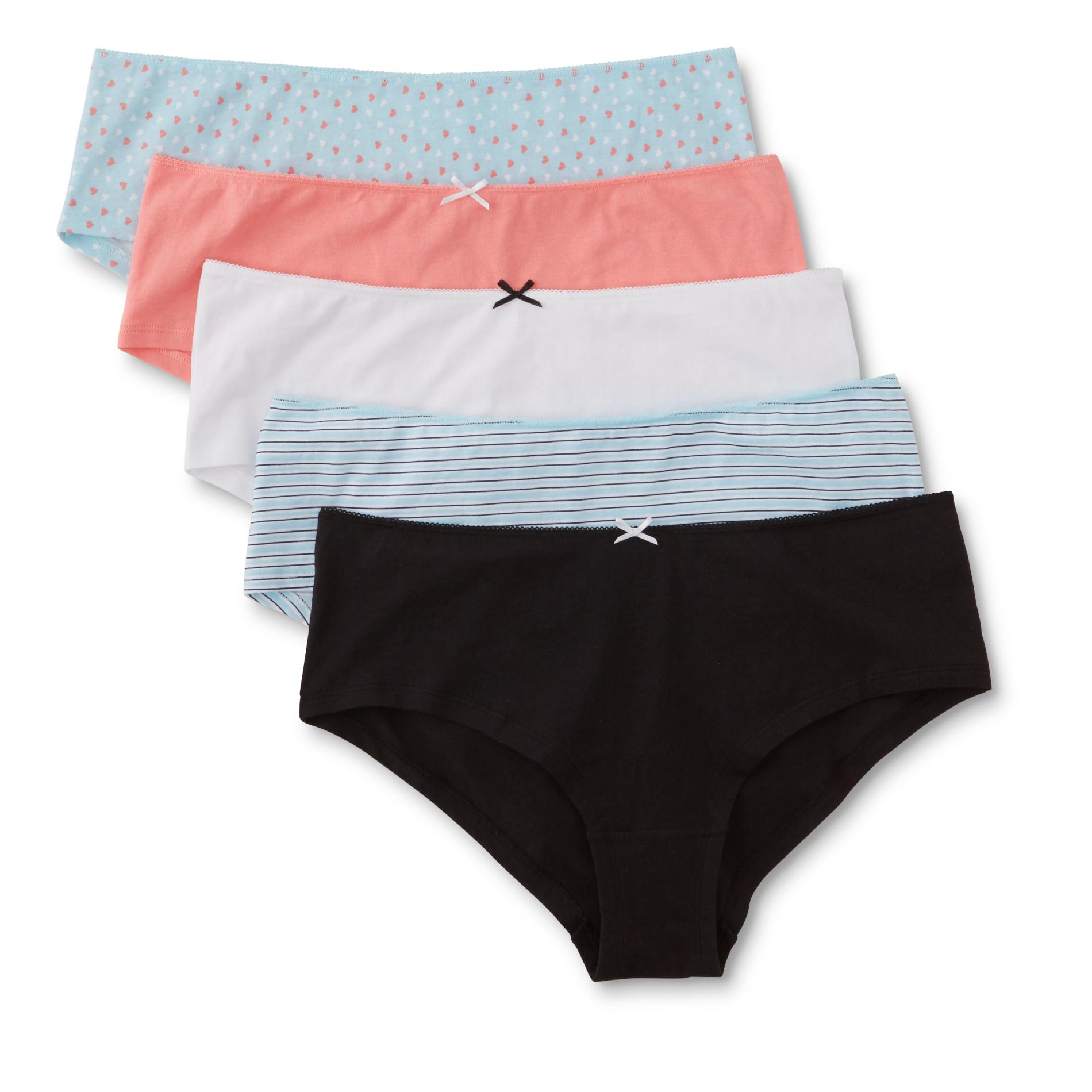 petite Women's 5-Pack Boy Short Panties - Prints & Solid, Size: 9, Pink Pink Heart petite Women's 5-Pack Boy Short Panties - Prints & Solid, Size: 9, Pink Pink Heart