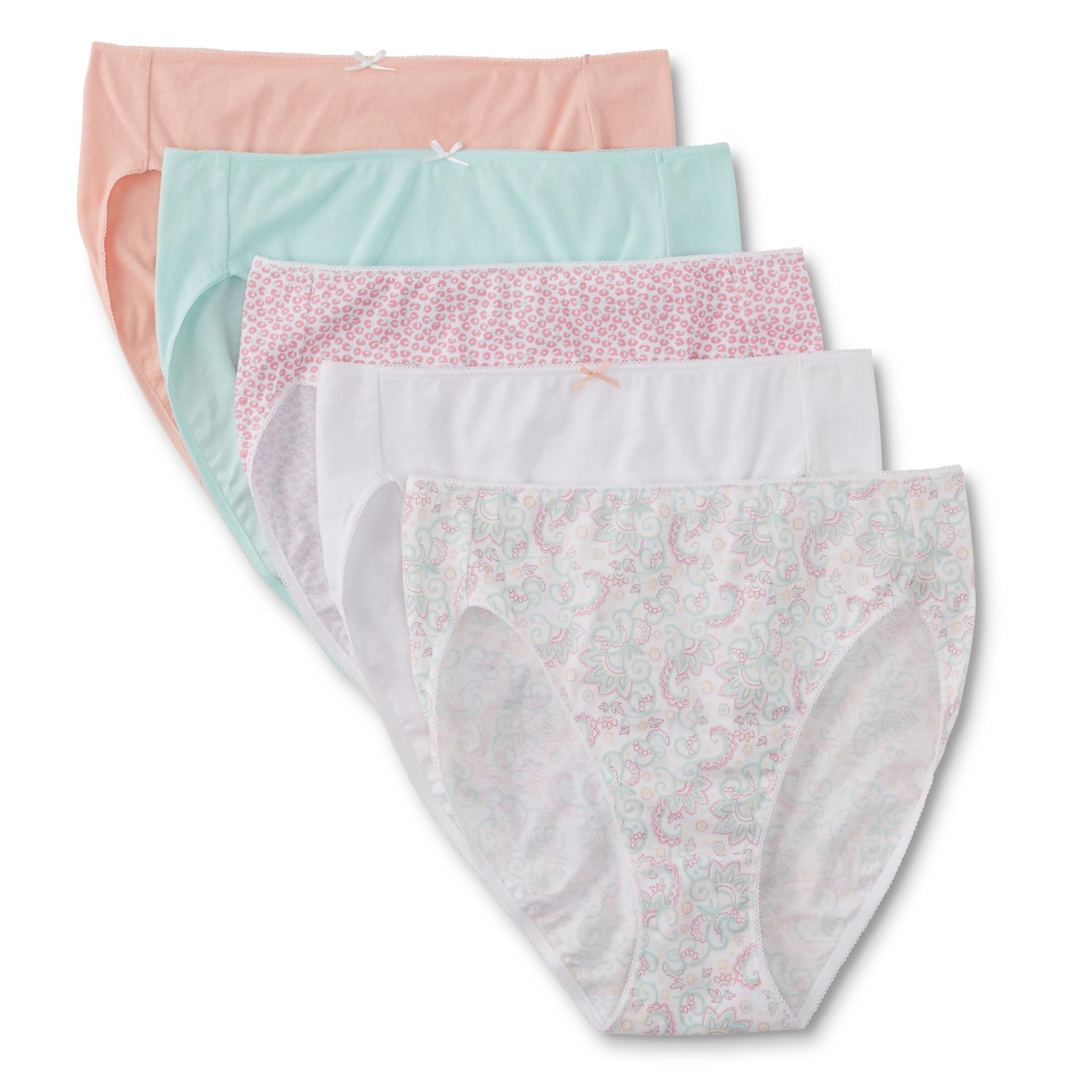 Women's 5-Pack Hi-Cut Brief Panties, Multi-color Women's 5-Pack Hi-Cut Brief Panties, Multi-color