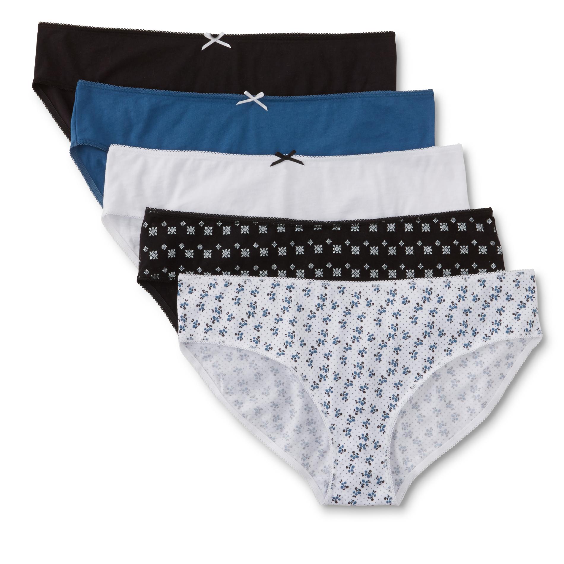 Women's 5-Pack Bikini Panties - Prints & Solids, Size: 6, Dark Blue Floral Women's 5-Pack Bikini Panties - Prints & Solids, Size: 6, Dark Blue Floral