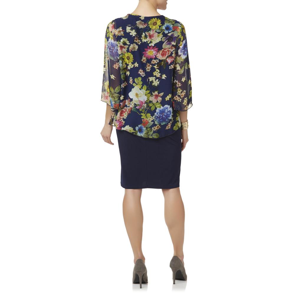Tiana B Women's Layered-Look Sheath Dress & Necklace - Floral