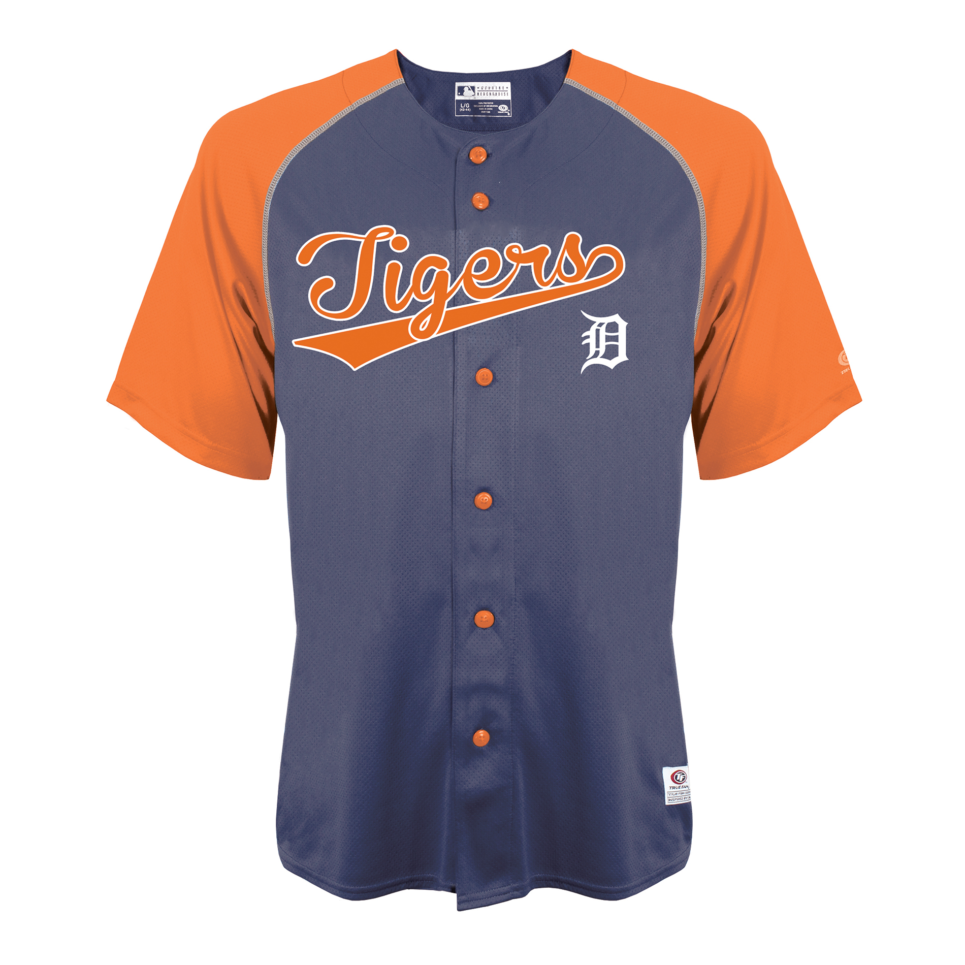 MLB Men&#8217;s Colorblock Button-Down Jersey - Detroit Tigers