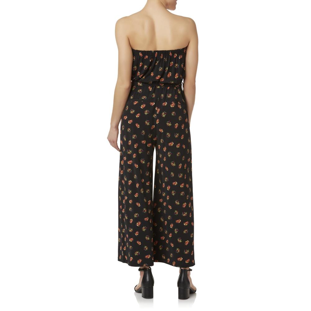 Simply Styled Women's Strapless Jumpsuit - Palm Leaves