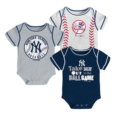 MLB Newborn & Infant Boy's 3-Pack Bodysuits - New York Yankees