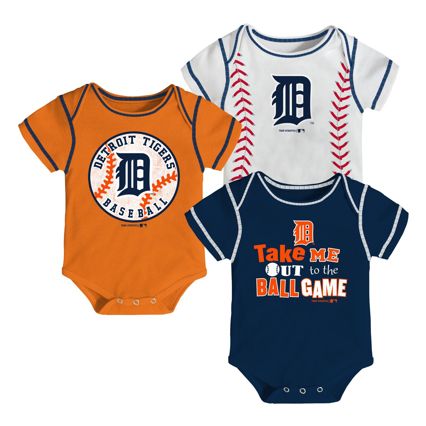 MLB Newborn & Infant Boy's 3-Pack Bodysuits - Detroit Tigers