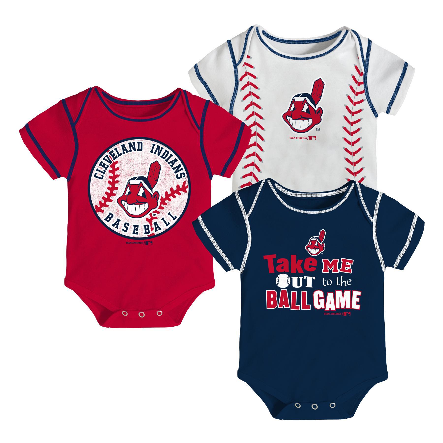 MLB Newborn & Infan tBoy's 3-Pack Bodysuits - Cleveland Indians