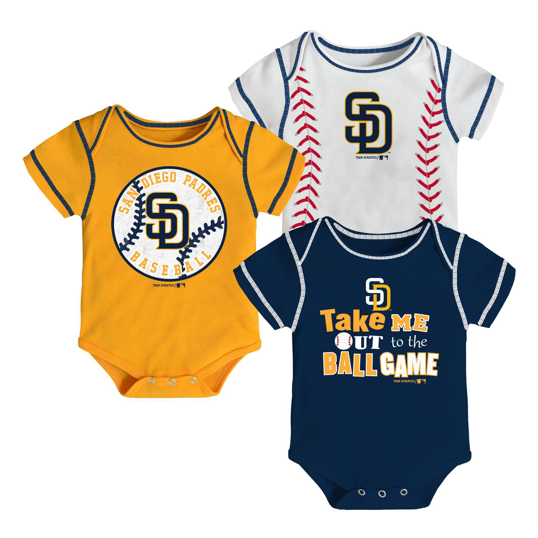 MLB Newborn & Infant Boy's 3-Pack Bodysuits - San Diego Padres
