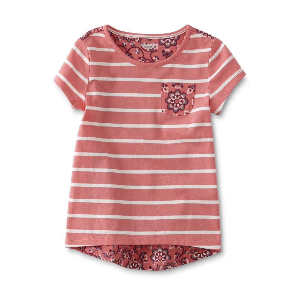 Toughskins Girl's High-Low Pocket T-Shirt - Floral Print