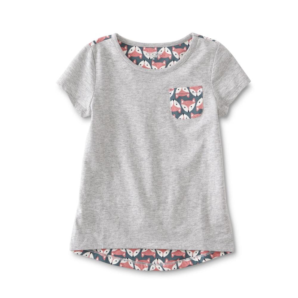 Toughskins Girl's High-Low Pocket T-Shirt - Fox Print