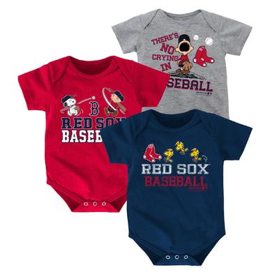 MLB Peanuts Newborn & Infant Boy's 3-Pack Bodysuits - Boston Red Sox