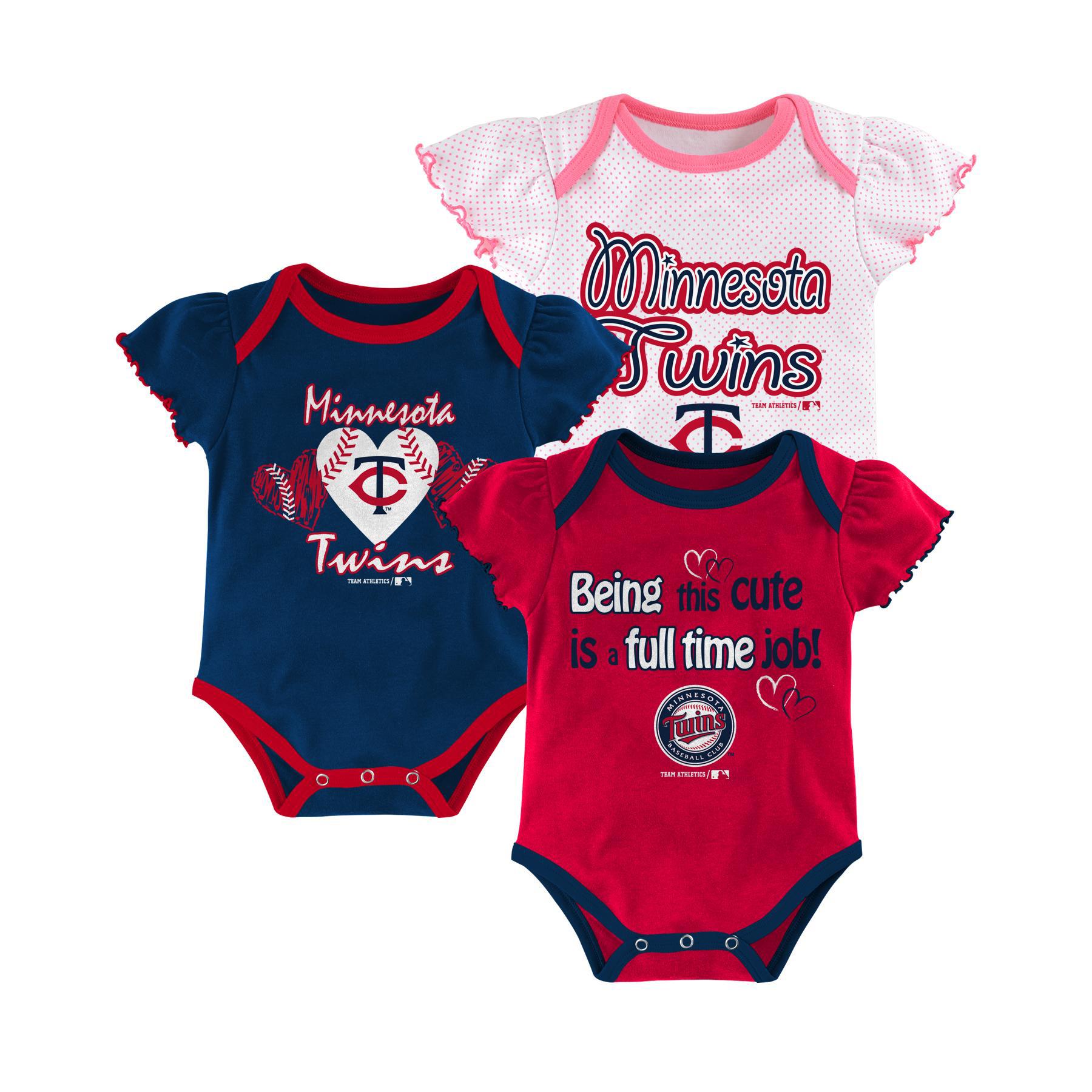MLB Newborn & Infant Girl's 3-Pack Bodysuits - Minnesota Twins