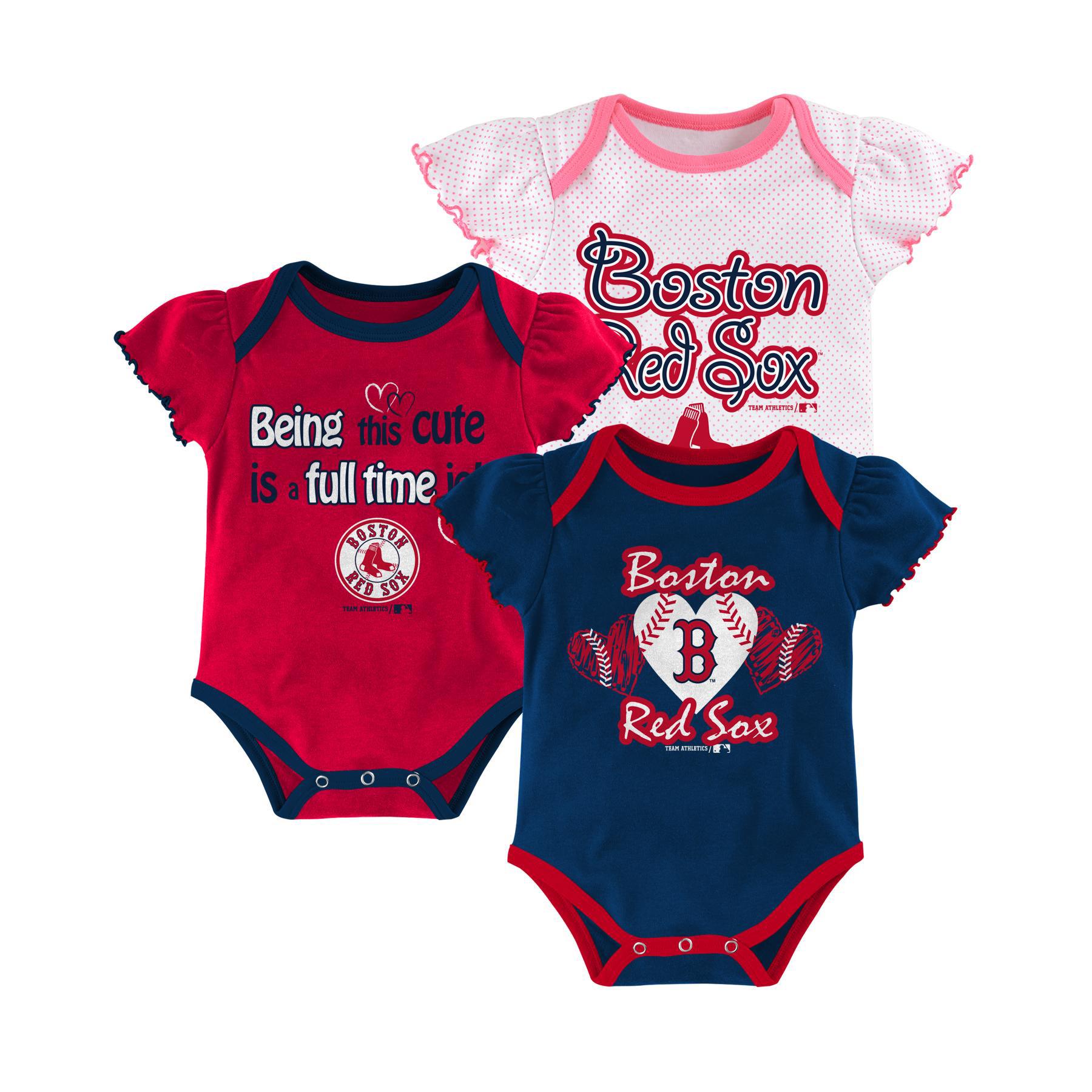 MLB Newborn & Infant Girl's 3-Pack Bodysuits - Boston Red Sox