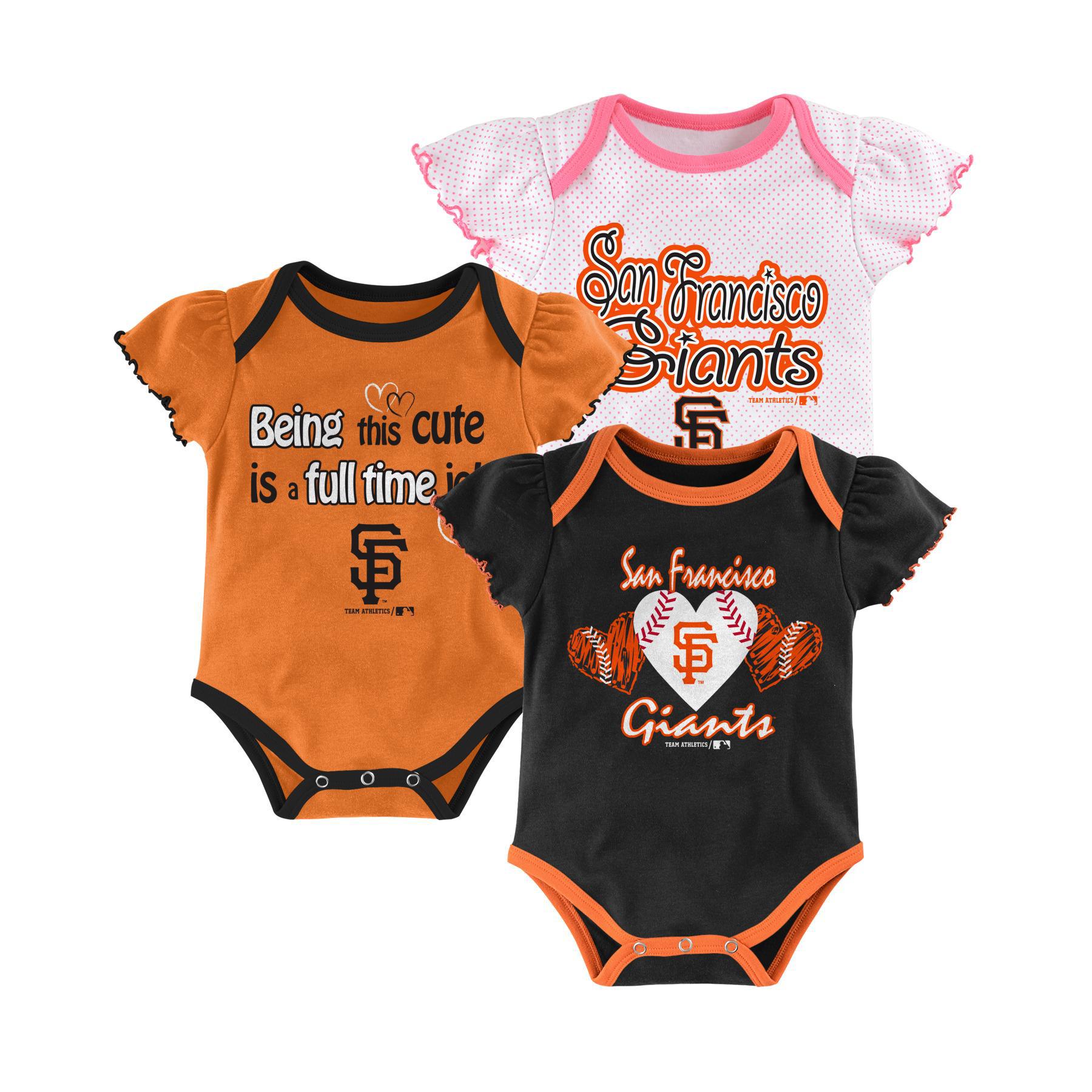 MLB Newborn & Infant Girl's 3-Pack Bodysuits - San Francisco Giants