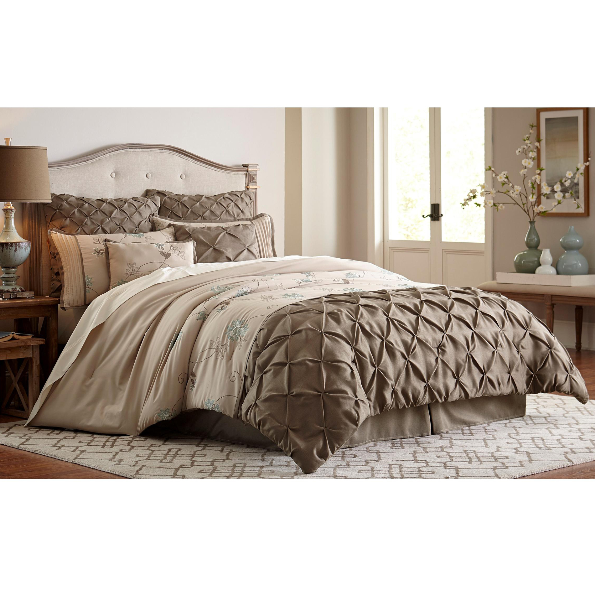 Essential Home 8 Piece Embroidered Comforter Set - Jacobean