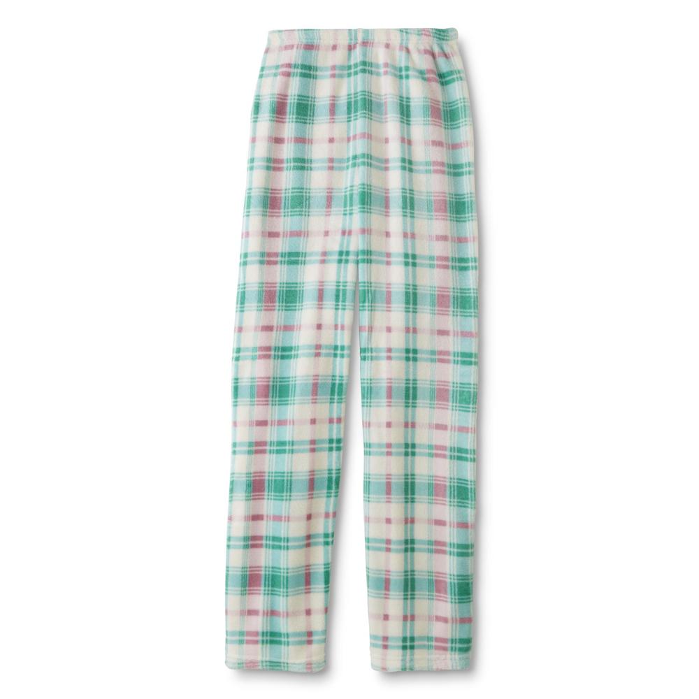 Pink K Women's Fleece Pajama Shirt , Pants & Socks - Plaid