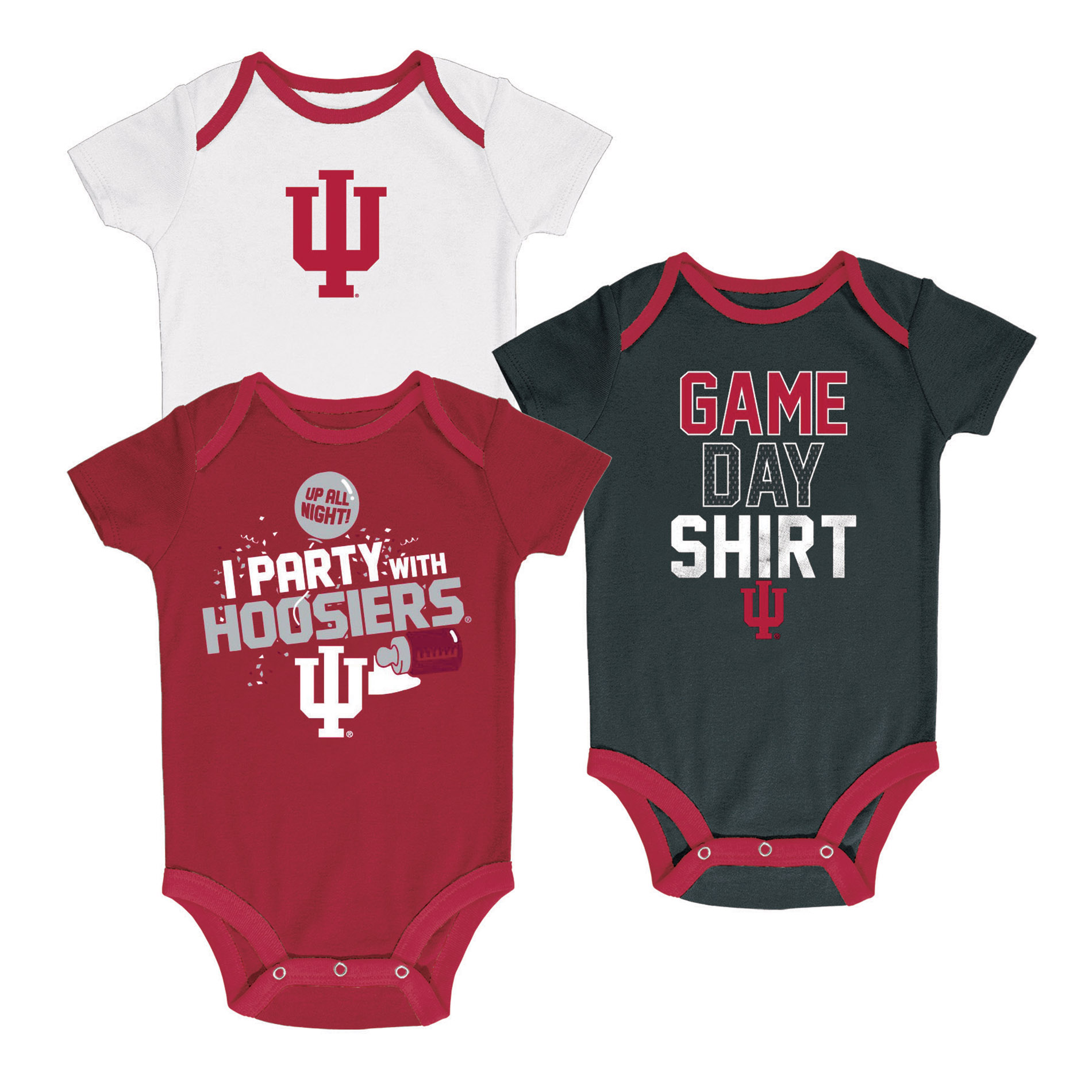 NCAA Infant Boys&#8217; 3-Pack Graphic Bodysuits - Indiana Hoosiers