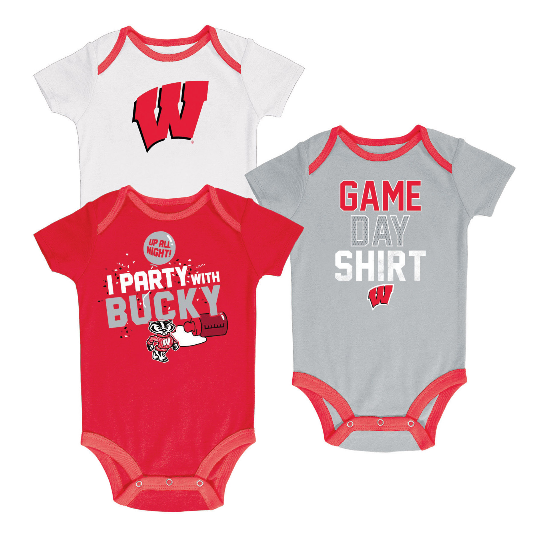 NCAA Infant Boys&#8217; 3-Pack Graphic Bodysuits - Wisconsin Badgers