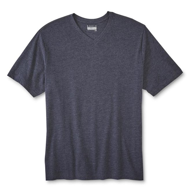 Basic Editions Men's Big & Tall V-Neck T-Shirt - Heathered