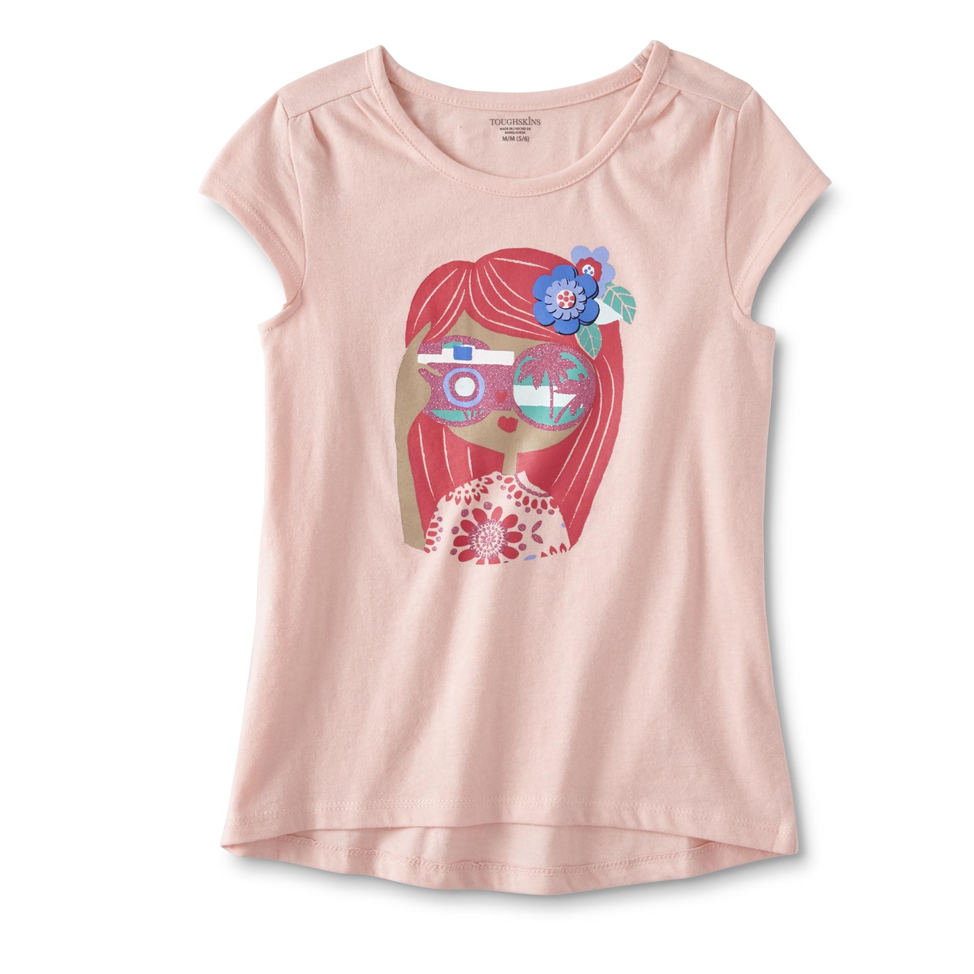 Toughskins Toddler Girls' Cap Sleeve Graphic T-Shirt - Girl & Camera