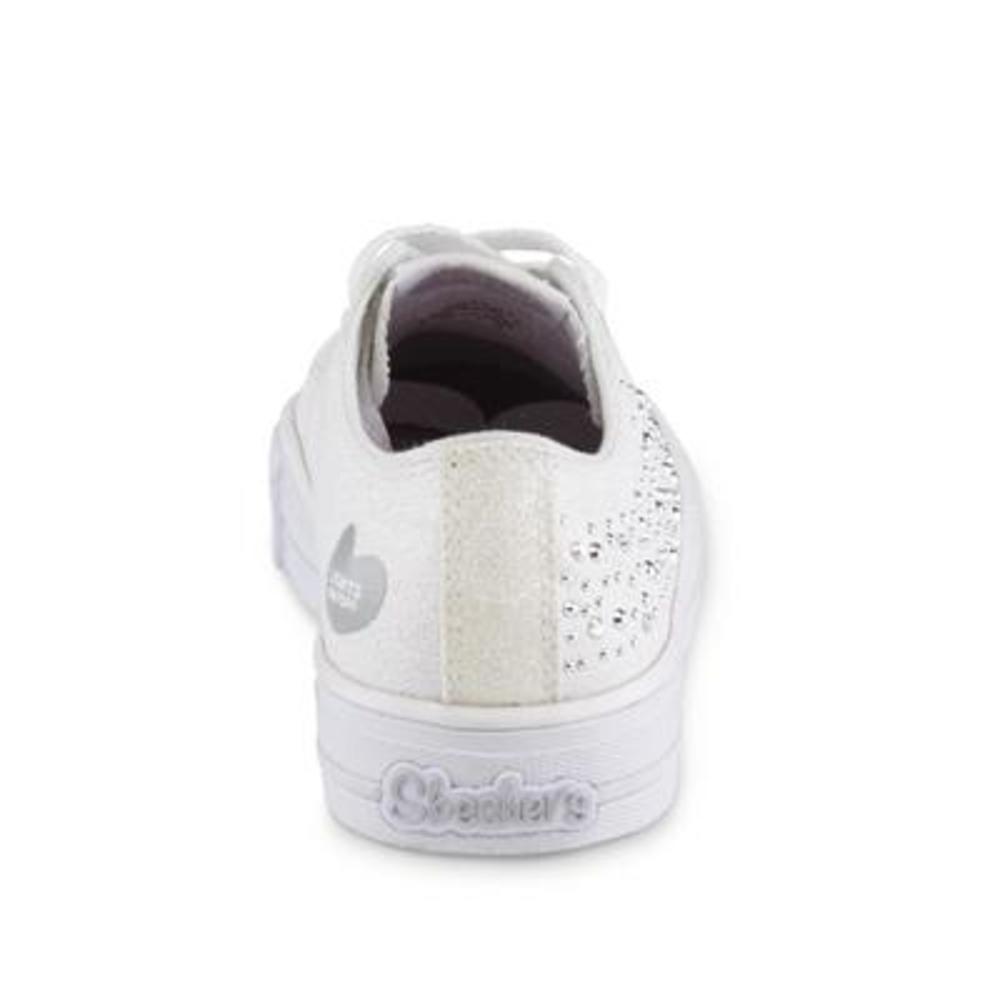 Skechers Girl's Twinkle Toes Shuffle White Light-Up Sneakers