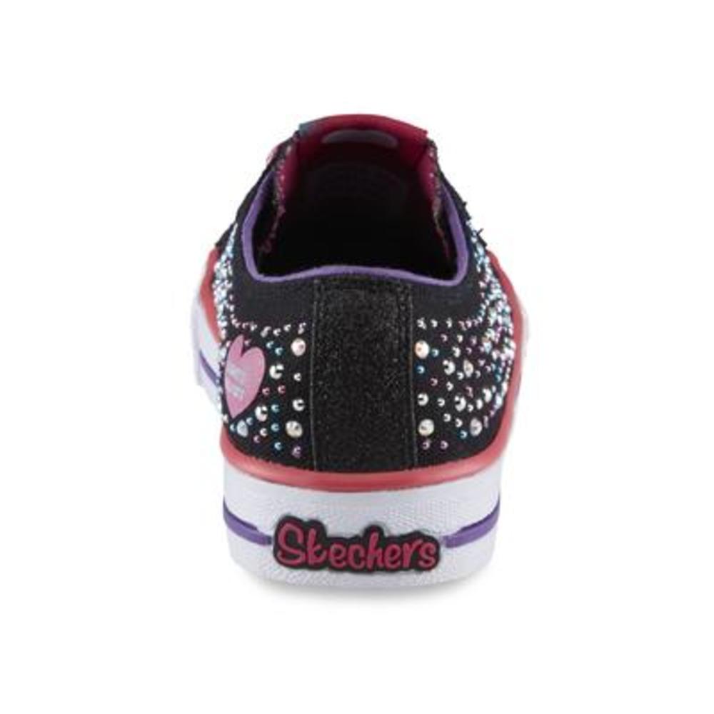 Skechers Girl's Twinkle Toes Twirly Toes Black Light-Up Sneakers