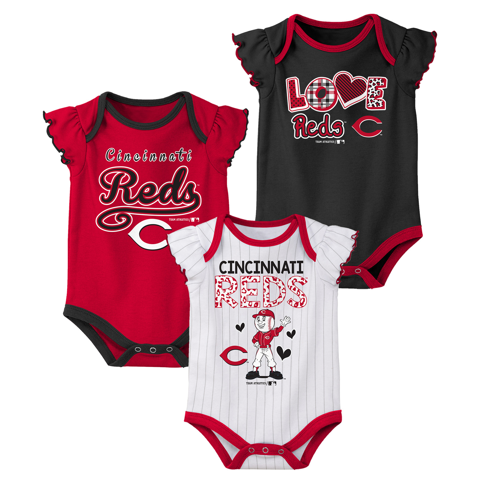 MLB Infant Girls' 3-Pack Bodysuits 