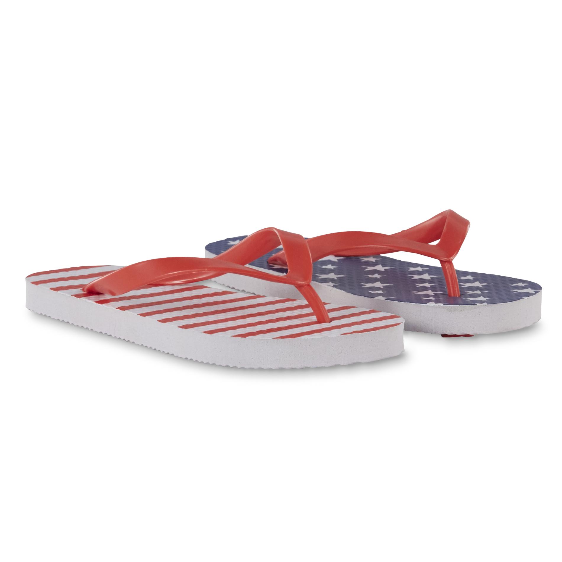 Athletech Girls' Lily American Flag Flip-Flop Sandal - Red