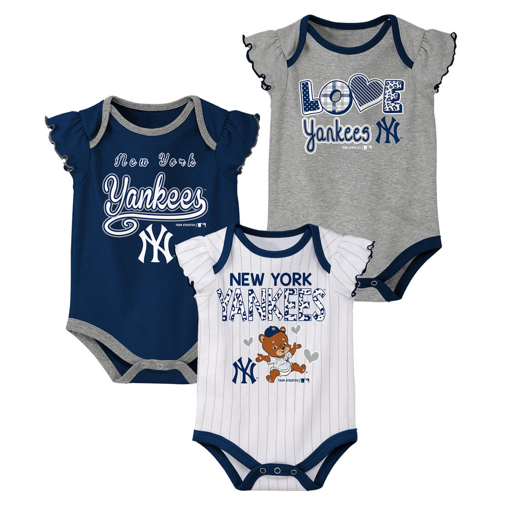 MLB Infant Girls&#8217; 3-Pack Bodysuits - New York Yankees