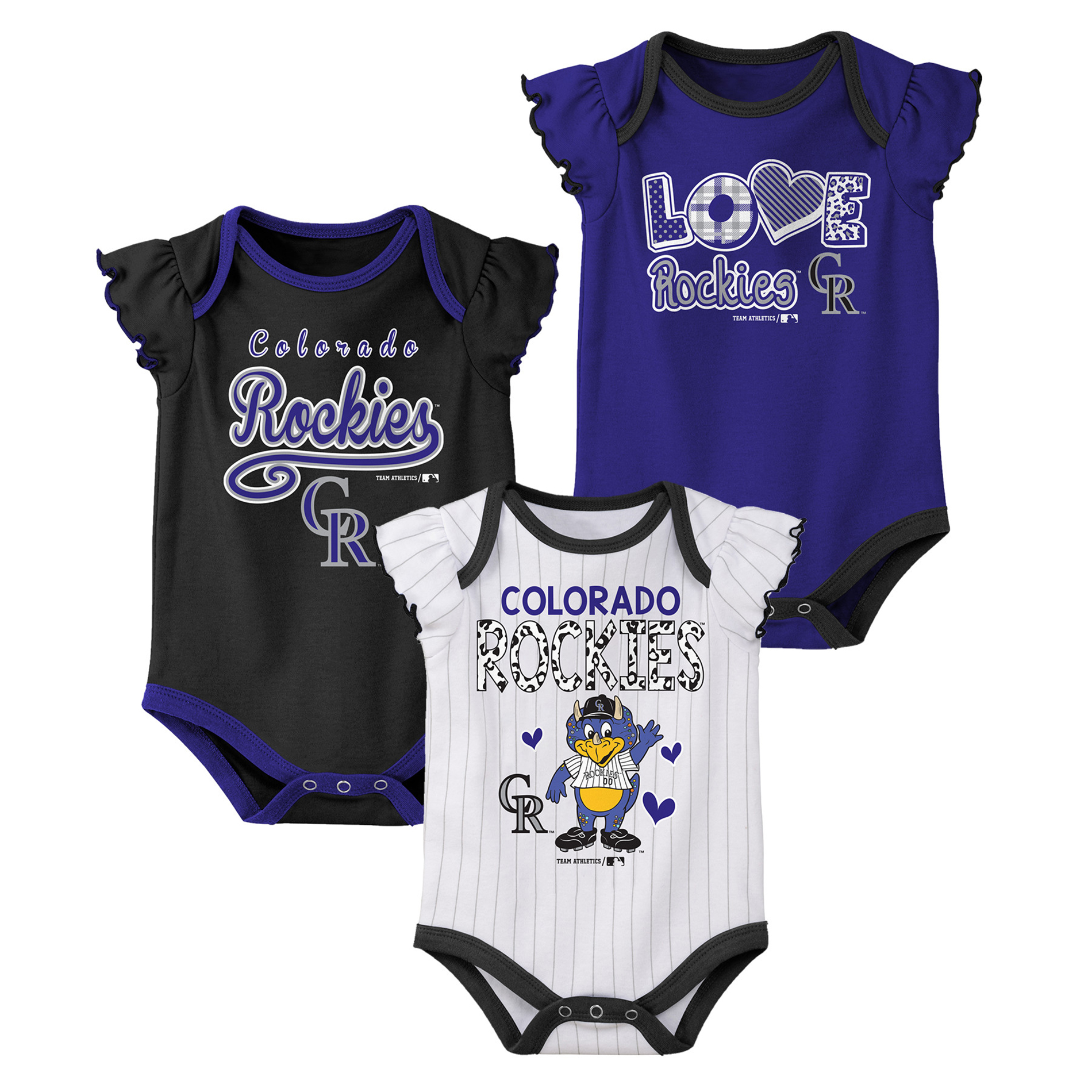 MLB Infant Girls' 3-Pack Bodysuits 