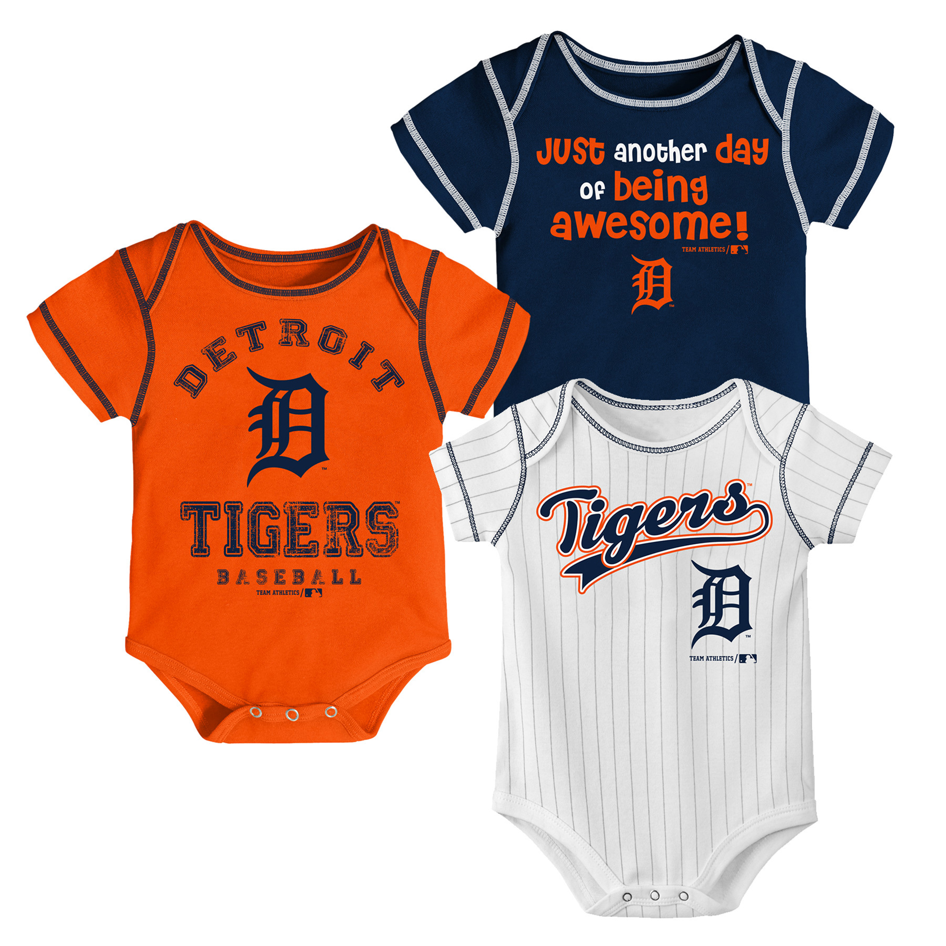 MLB Infant Boys’ 3-Pack Bodysuits - Detroit Tigers, Size: 0-3 Months MLB Infant Boys’ 3-Pack Bodysuits - Detroit Tigers, Size: 0-3 Months