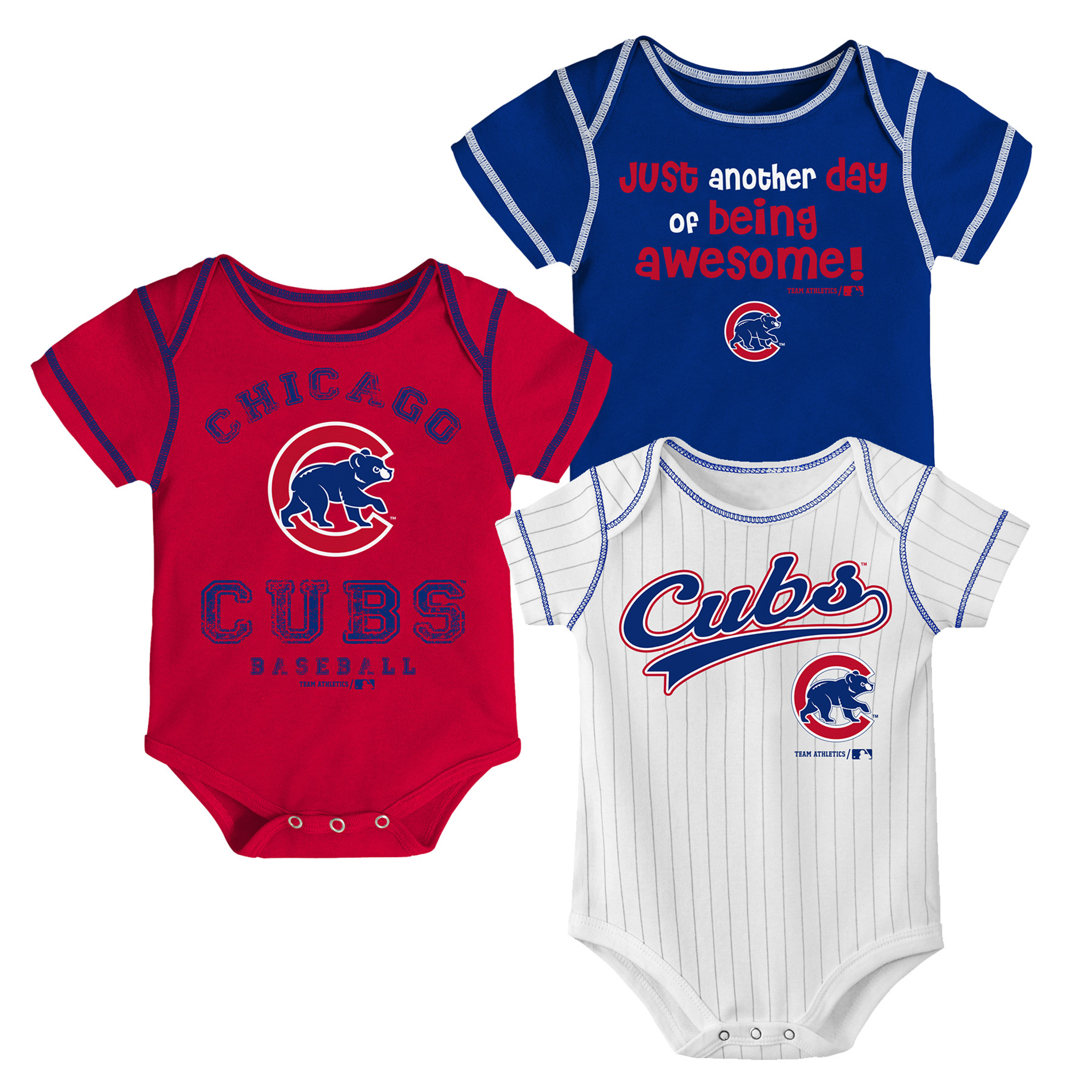 MLB Infant Boys’ 3-Pack Bodysuits - Chicago Cubs, Size: 0-3 Months MLB Infant Boys’ 3-Pack Bodysuits - Chicago Cubs, Size: 0-3 Months