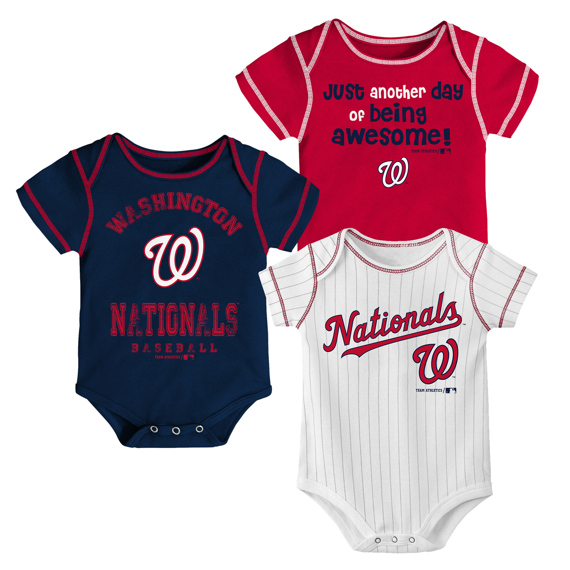MLB Infant Boys’ 3-Pack Bodysuits - Washington Nationals, Size: 0-3 Months MLB Infant Boys’ 3-Pack Bodysuits - Washington Nationals, Size: 0-3 Months