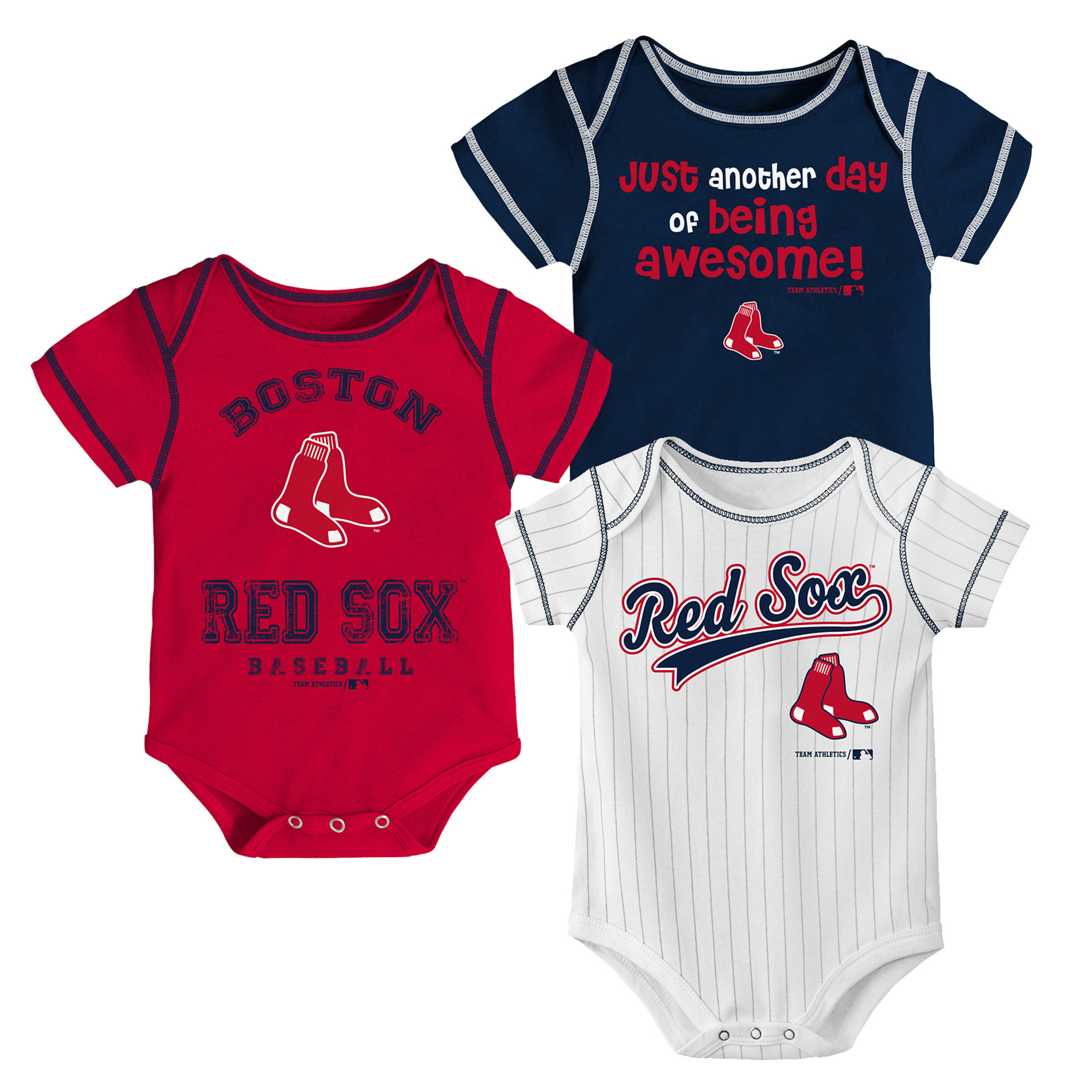 MLB Infant Boys’ 3-Pack Bodysuits - Boston Red Sox, Size: 0-3 Months MLB Infant Boys’ 3-Pack Bodysuits - Boston Red Sox, Size: 0-3 Months
