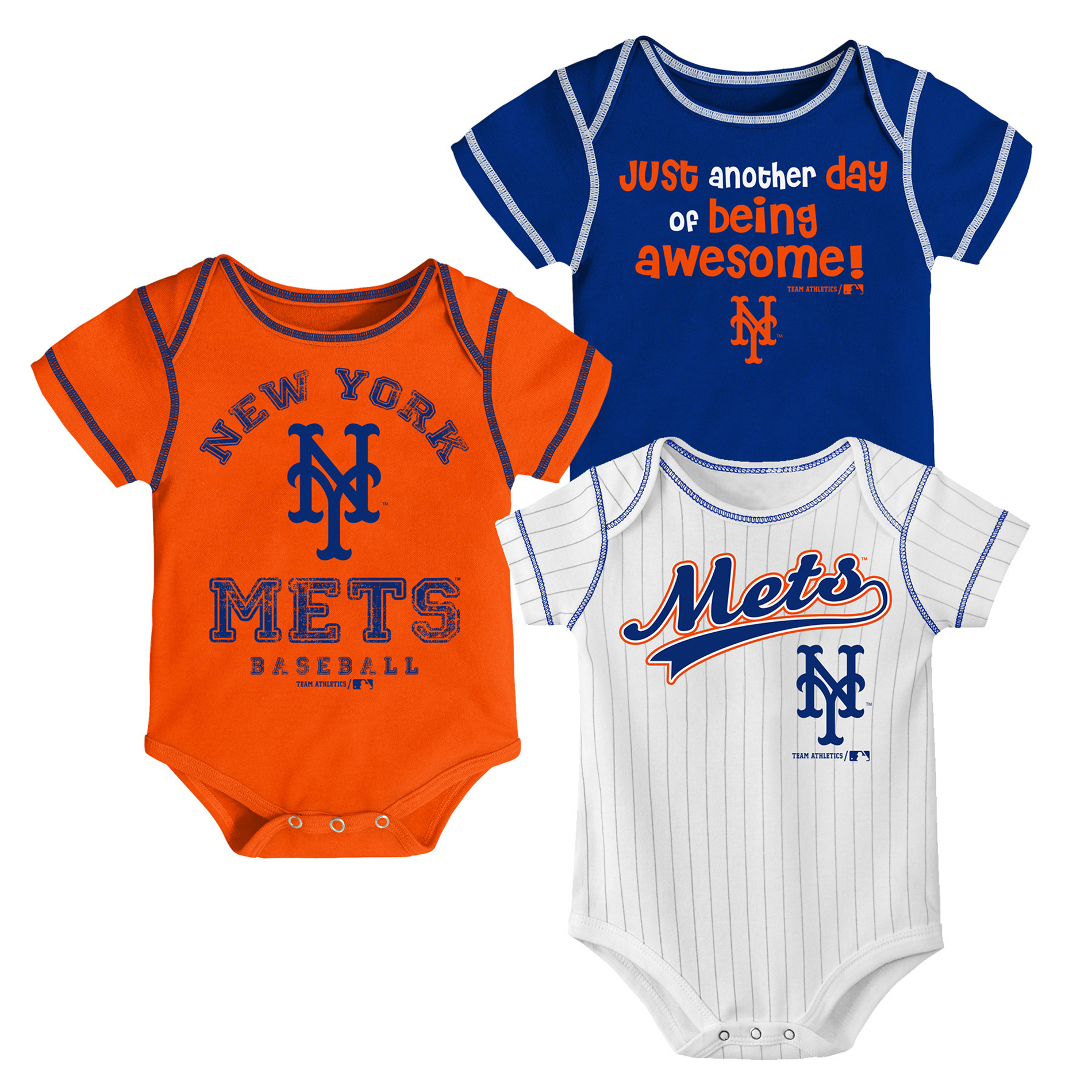 MLB Infant Boys’ 3-Pack Bodysuits - New York Mets, Size: 0-3 Months MLB Infant Boys’ 3-Pack Bodysuits - New York Mets, Size: 0-3 Months