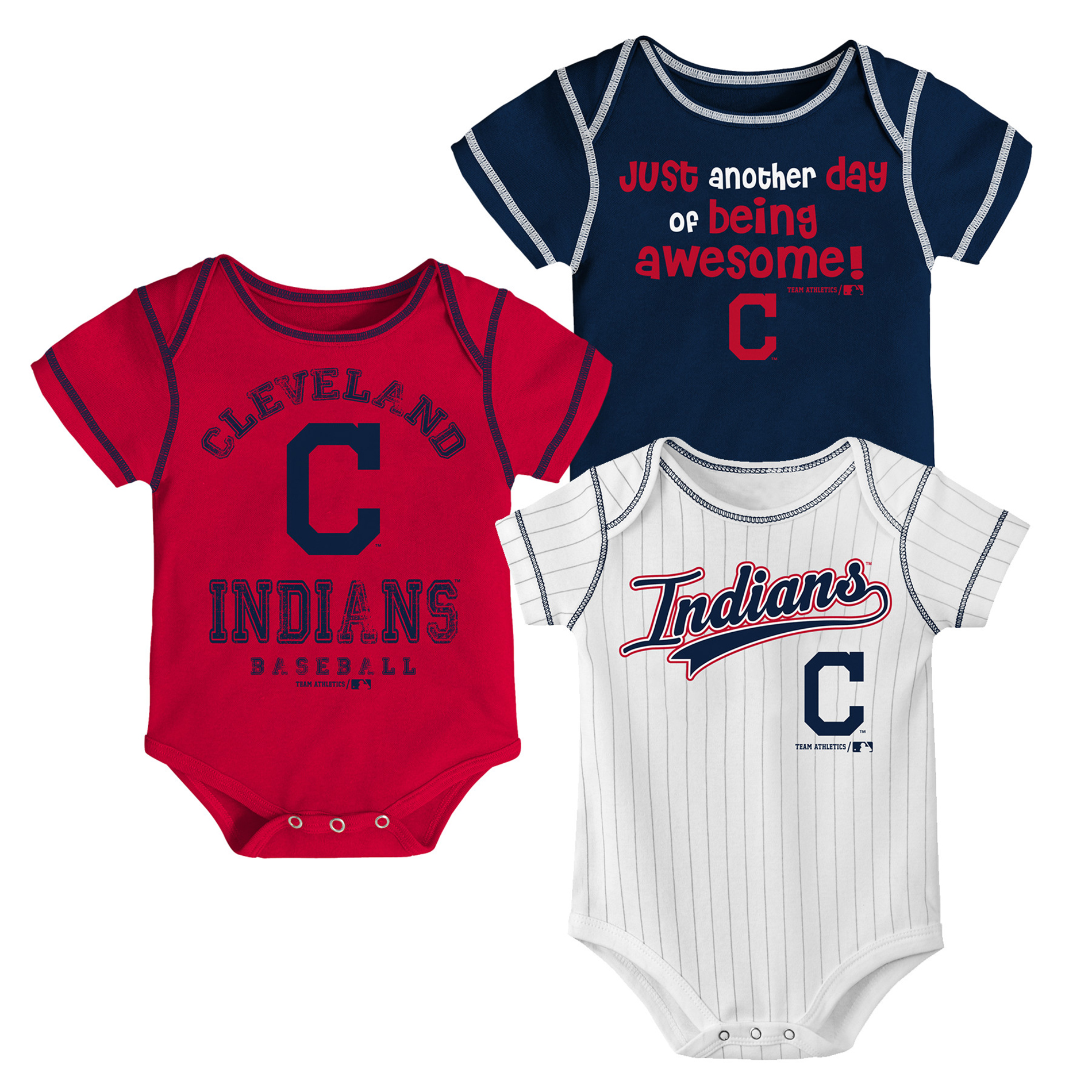 MLB Infant Boys’ 3-Pack Bodysuits - Cleveland Indians, Size: 0-3 Months MLB Infant Boys’ 3-Pack Bodysuits - Cleveland Indians, Size: 0-3 Months