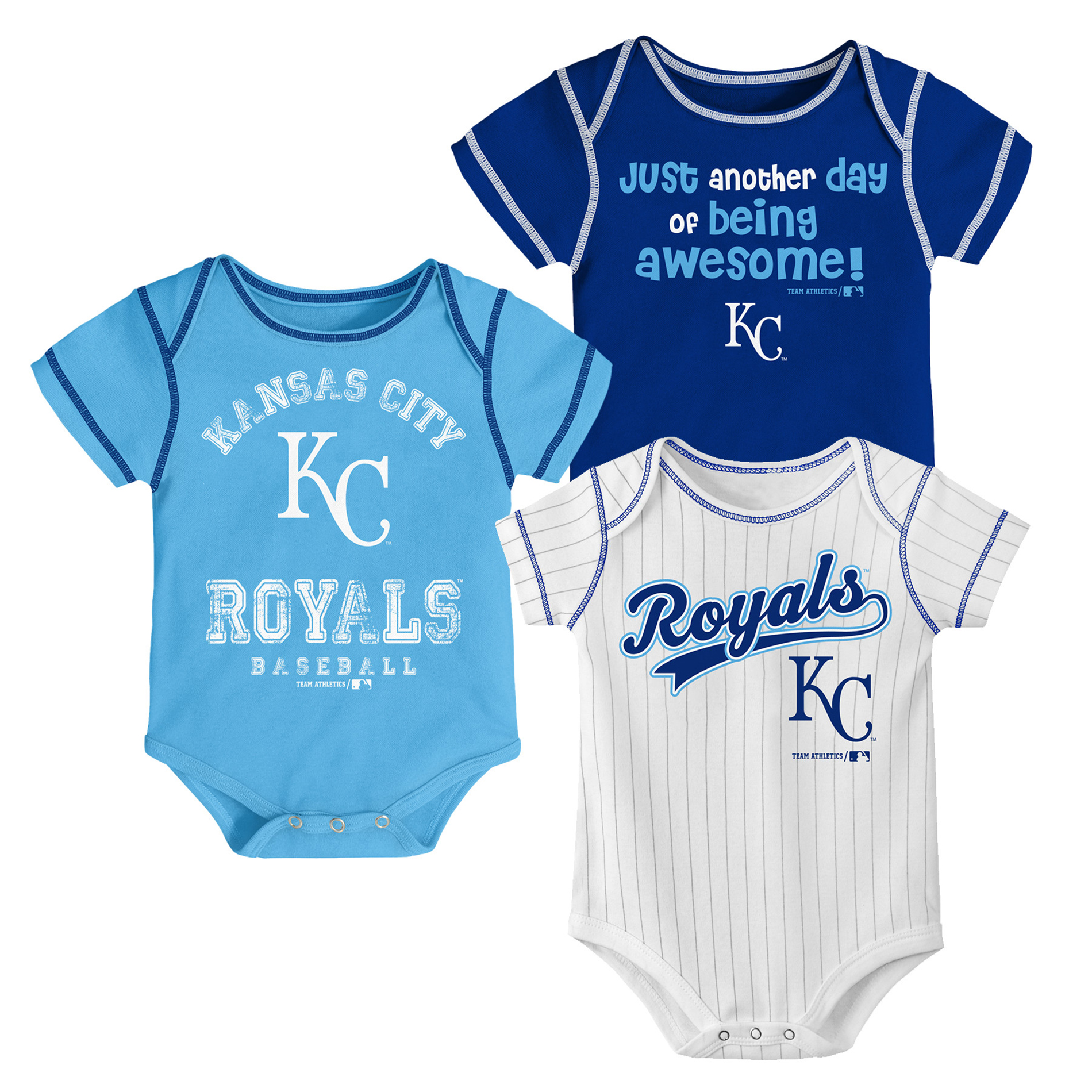 MLB Infant Boys’ 3-Pack Bodysuits - Kansas City Royals, Size: 0-3 Months MLB Infant Boys’ 3-Pack Bodysuits - Kansas City Royals, Size: 0-3 Months
