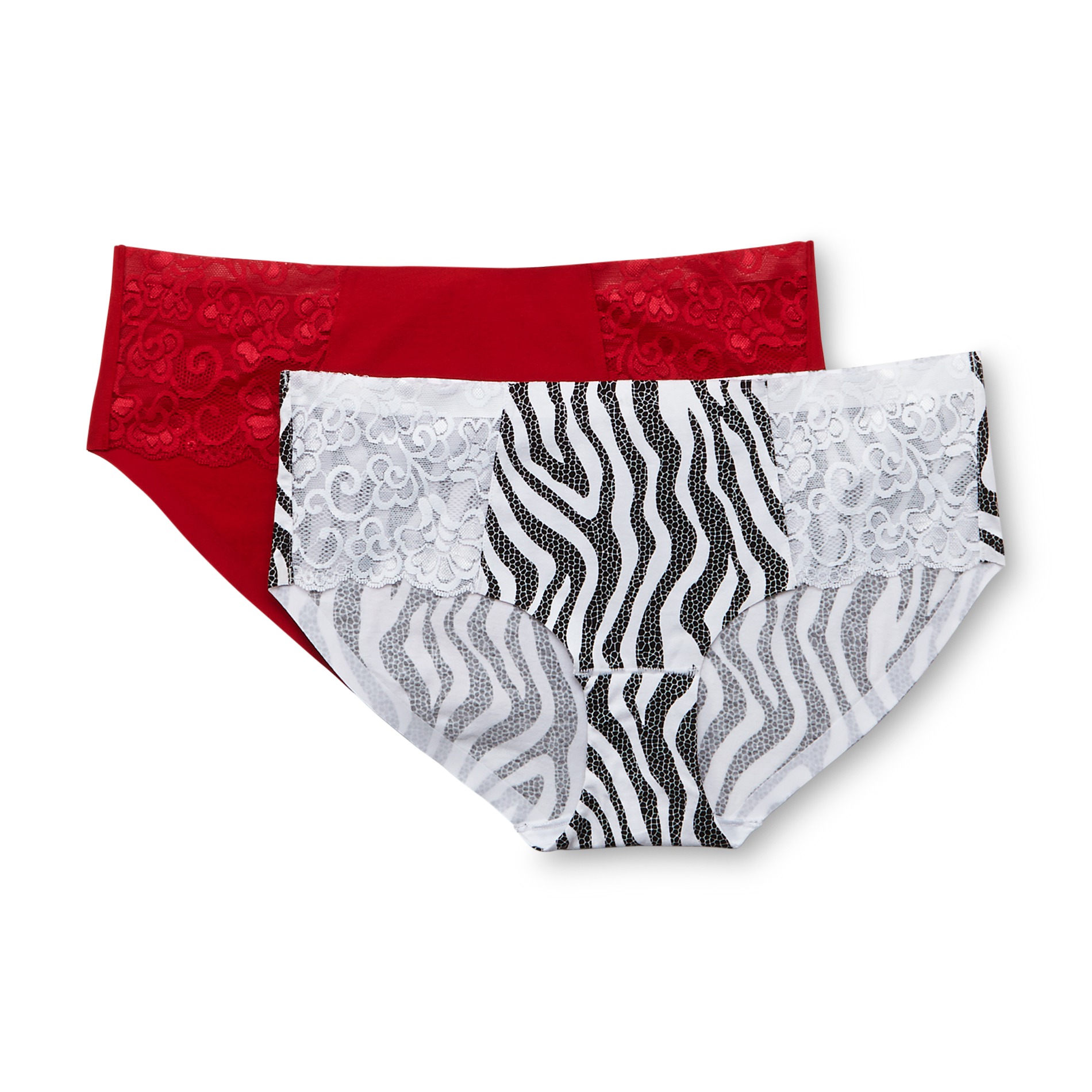 Imagination by Lamour Women's 2-Pack Lace Hipster Panties - Zebra Print